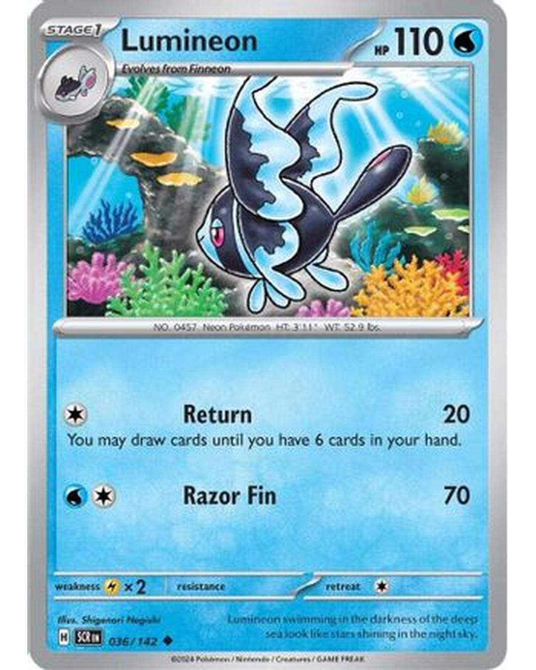 Lumineon 036/142  - Reverse Holofoil SV07 Stellar Crown - Uncommon