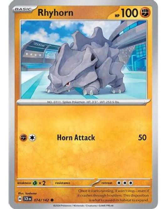 Rhyhorn 074/142  - Reverse Holofoil SV07 Stellar Crown - Common