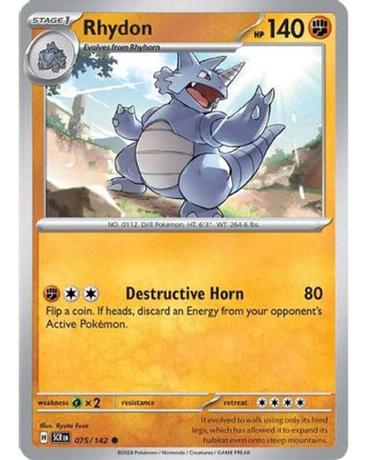 Rhydon 075/142  - Reverse Holofoil SV07 Stellar Crown - Common