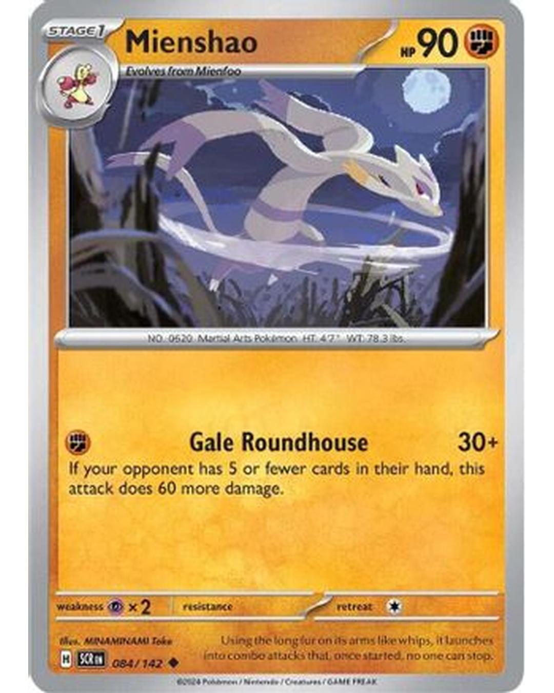 Mienshao 084/142  - Reverse Holofoil SV07 Stellar Crown - Uncommon