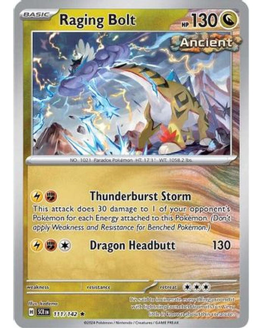 Raging Bolt 111/142  - Reverse Holofoil SV07 Stellar Crown - Rare