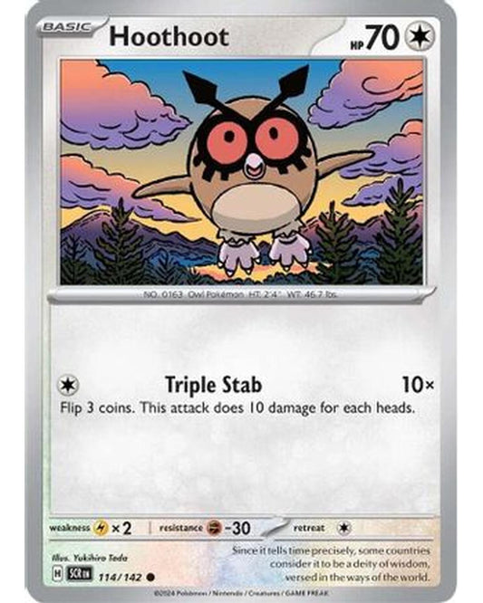 Hoothoot 114/142  - Reverse Holofoil SV07 Stellar Crown - Common