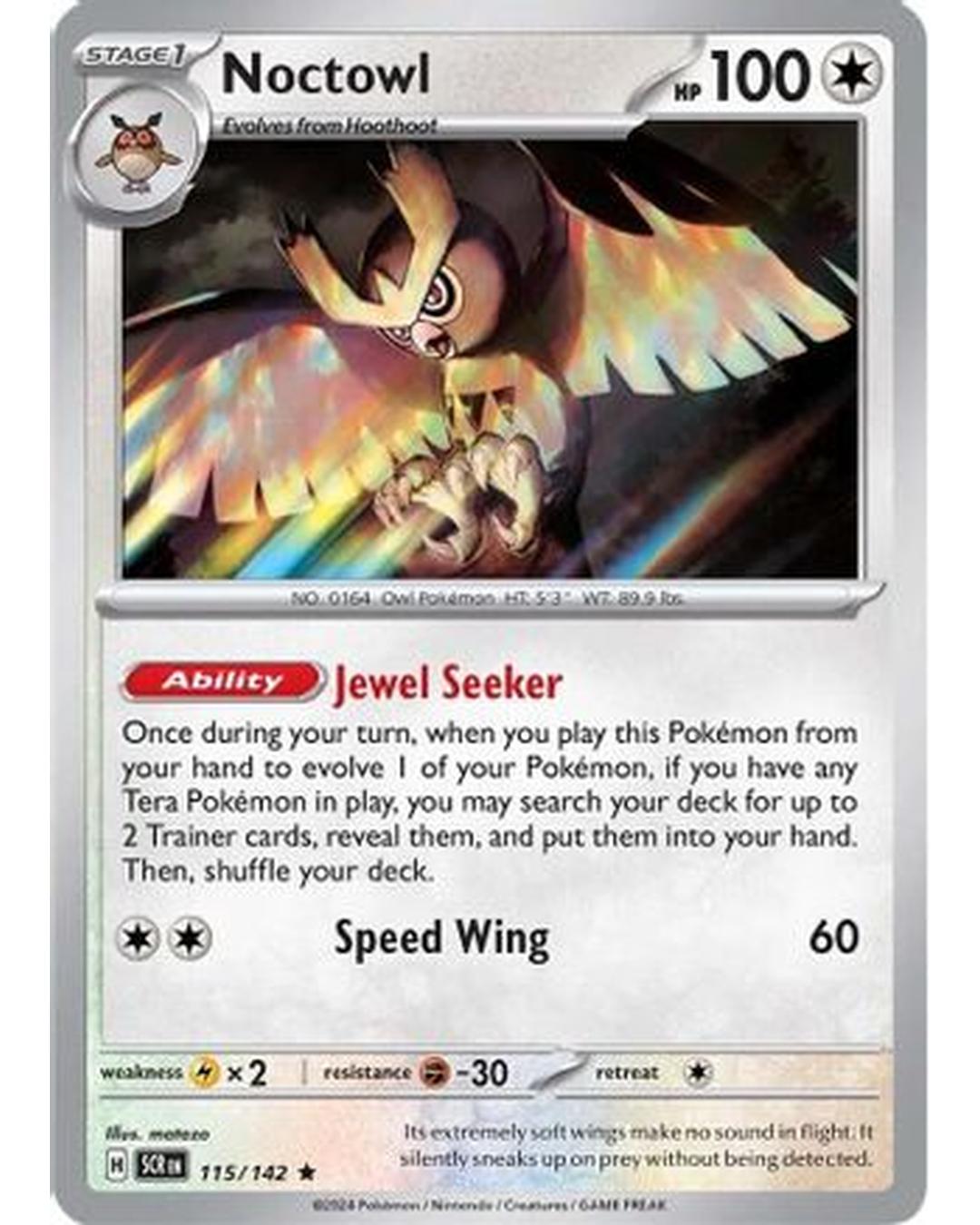 Noctowl 115/142  - Reverse Holofoil SV07 Stellar Crown - Rare