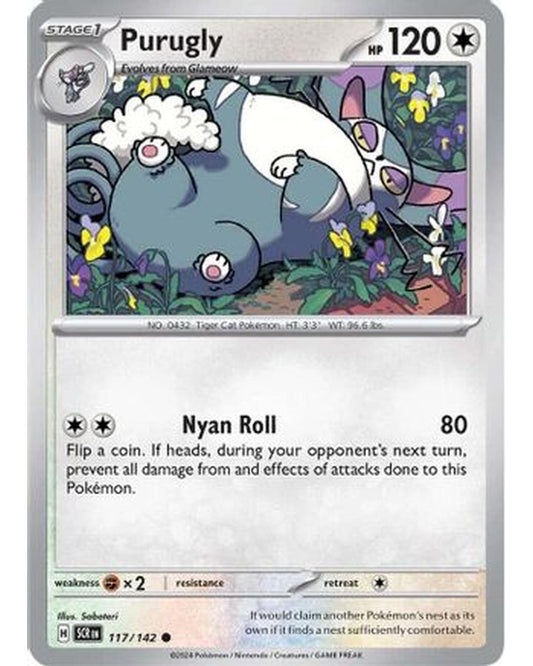 Purugly 117/142  - Reverse Holofoil SV07 Stellar Crown - Common