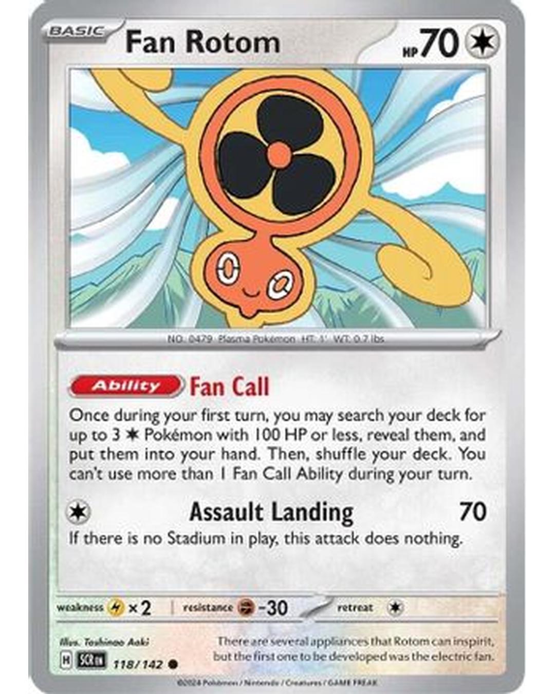 Fan Rotom 118/142  - Reverse Holofoil SV07 Stellar Crown - Common