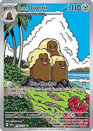 Alolan Dugtrio 208/191  - Holofoil SV08 Surging Sparks - Illustration Rare