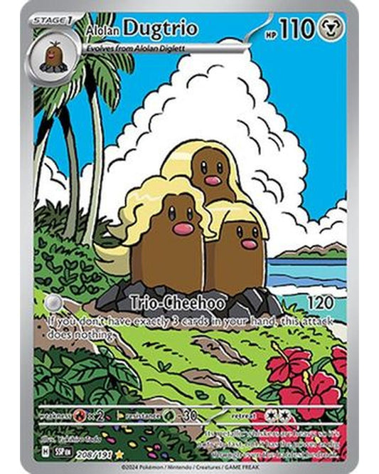 Alolan Dugtrio 208/191  - Holofoil SV08 Surging Sparks - Illustration Rare