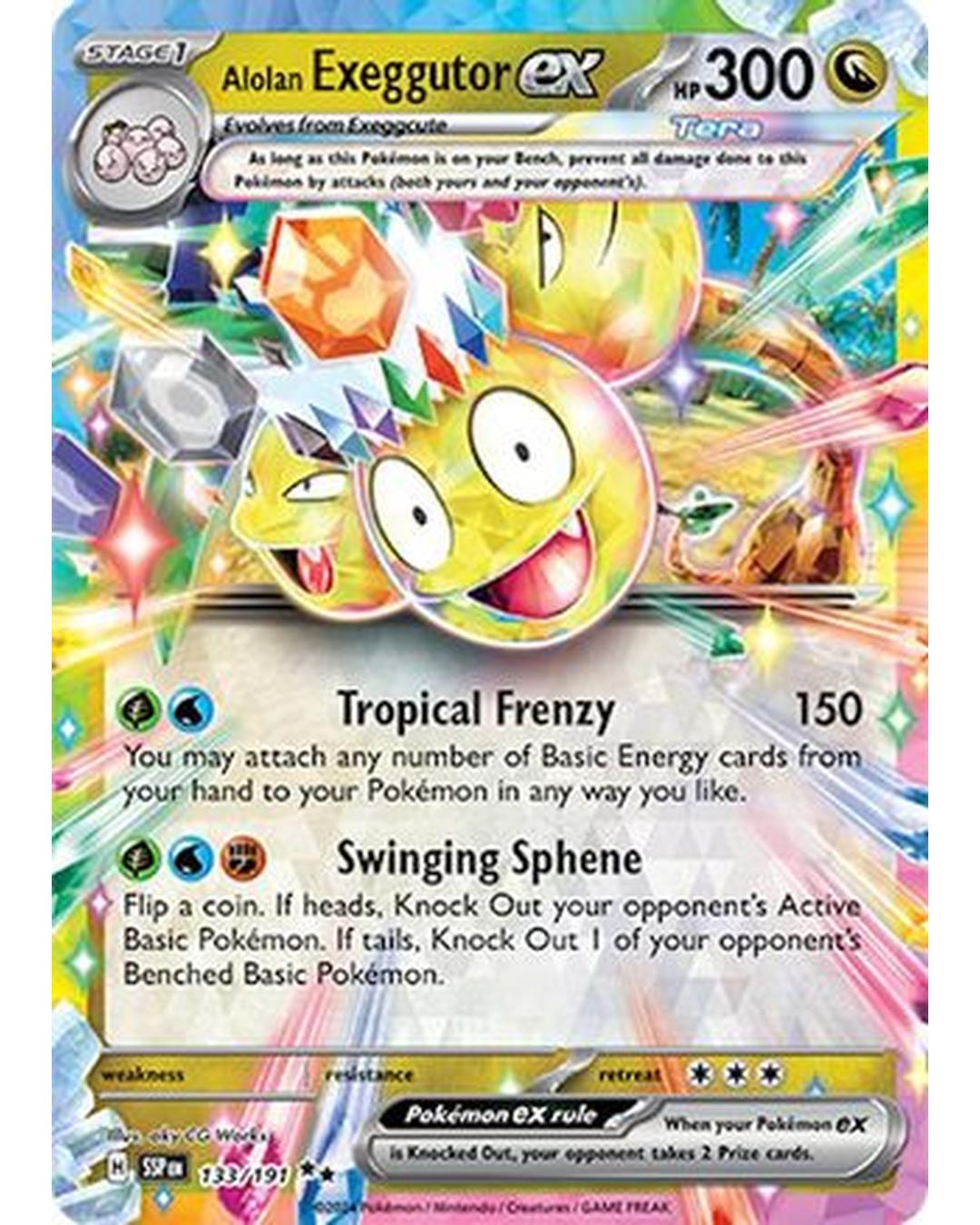 Alolan Exeggutor ex 133/191  - Holofoil SV08 Surging Sparks - Double Rare