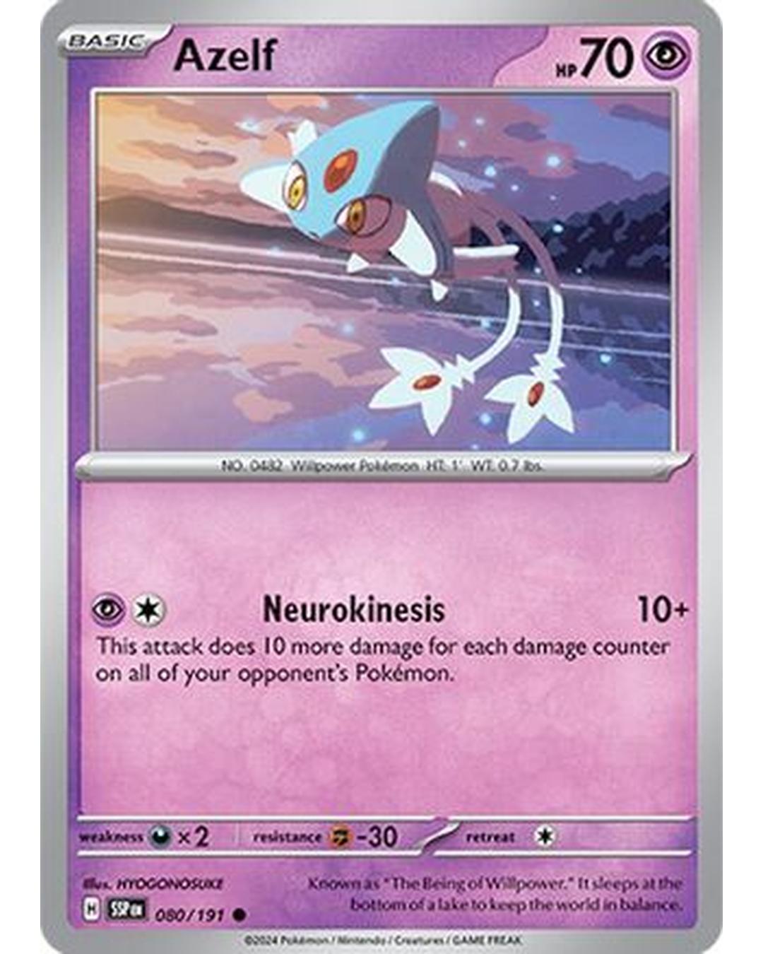 Azelf 080/191  - Reverse Holofoil SV08 Surging Sparks - Common