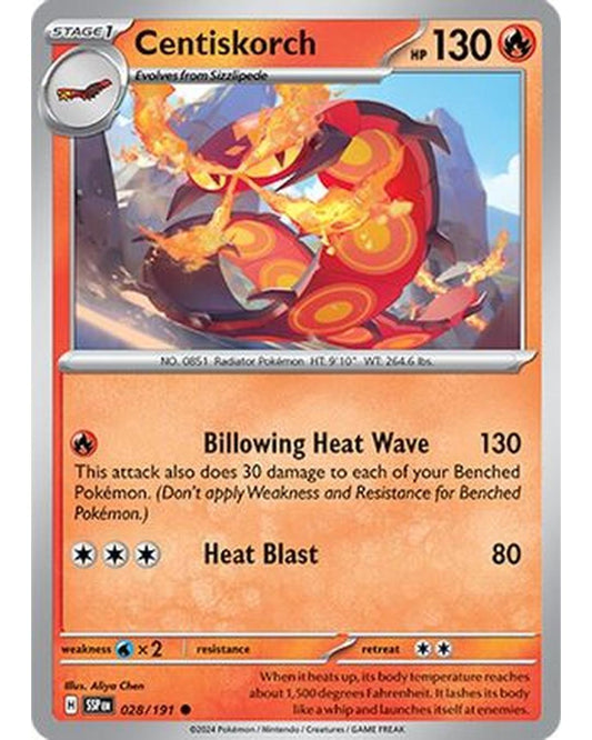 Centiskorch 028/191  - Reverse Holofoil SV08 Surging Sparks - Common