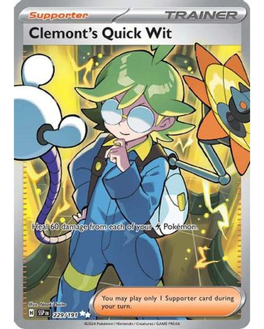 Clemont's Quick Wit 229/191  - Holofoil SV08 Surging Sparks - Ultra Rare