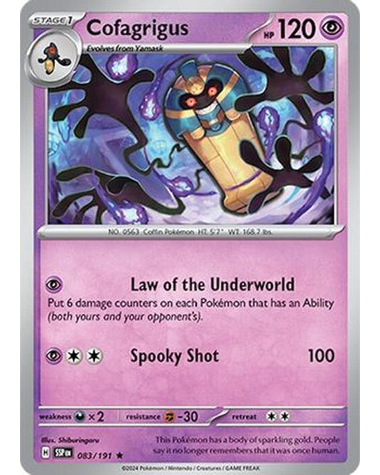 Cofagrigus 083/191  - Reverse Holofoil SV08 Surging Sparks - Rare