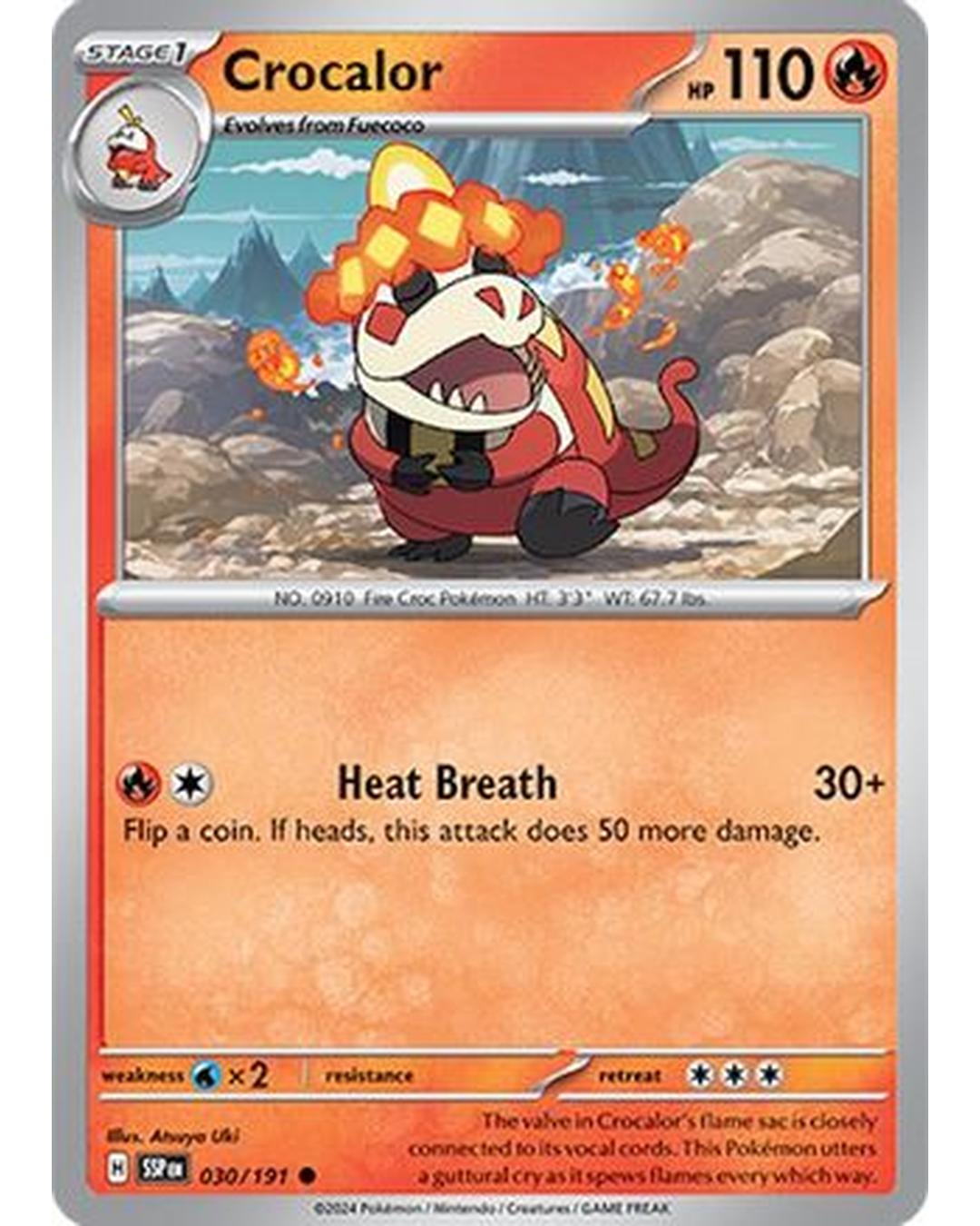 Crocalor 030/191  - Reverse Holofoil SV08 Surging Sparks - Common
