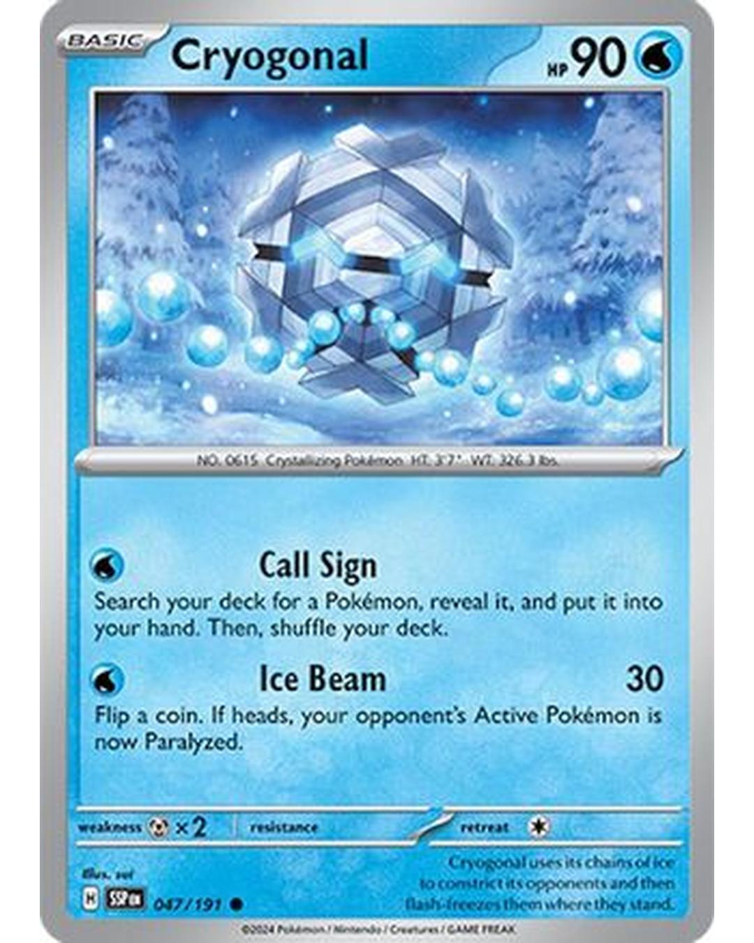 Cryogonal 047/191  - Reverse Holofoil SV08 Surging Sparks - Common