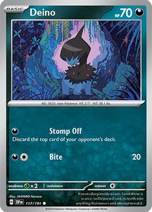 Deino 117/191  - Reverse Holofoil SV08 Surging Sparks - Common
