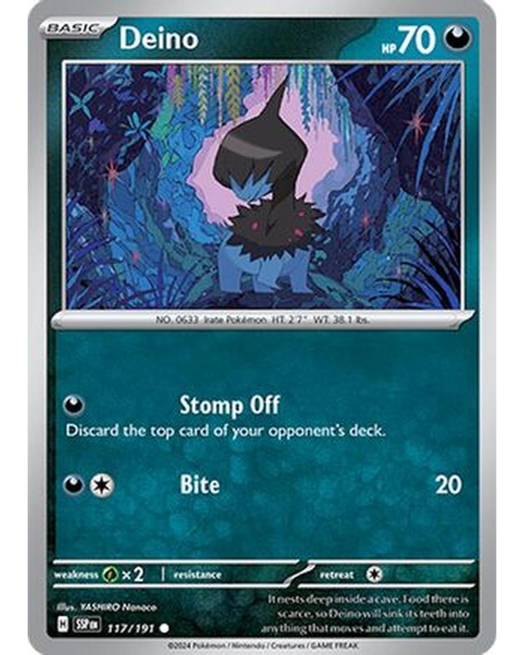 Deino 117/191  - Reverse Holofoil SV08 Surging Sparks - Common