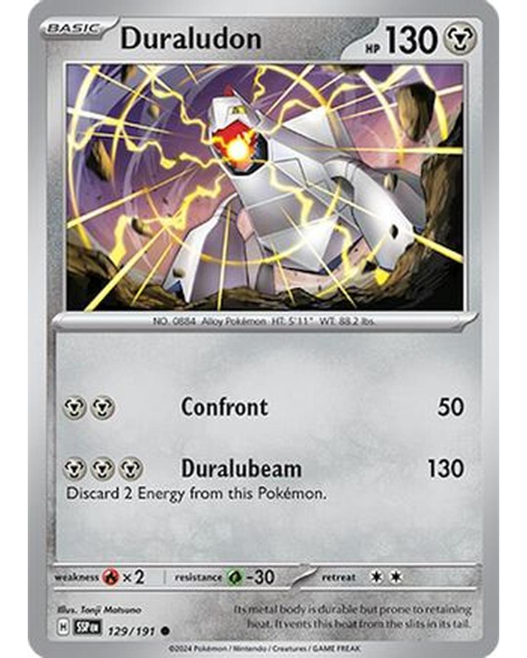 Duraludon 129/191  - Reverse Holofoil SV08 Surging Sparks - Common