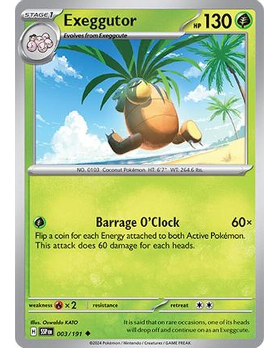 Exeggutor 003/191  - Reverse Holofoil SV08 Surging Sparks - Uncommon