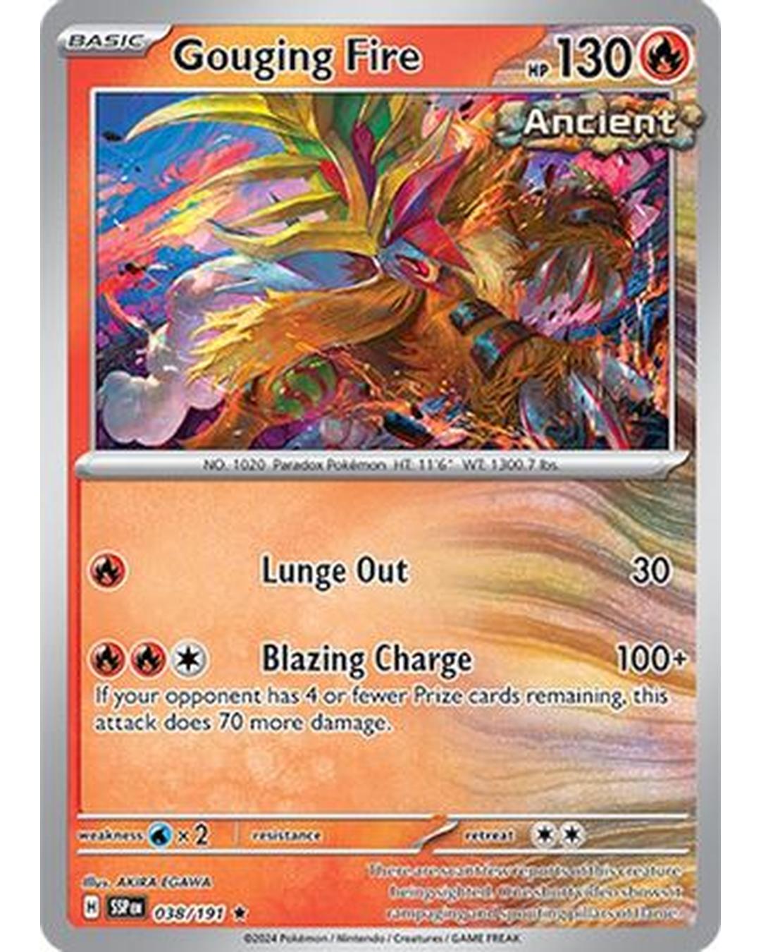 Gouging Fire 038/191  - Reverse Holofoil SV08 Surging Sparks - Rare