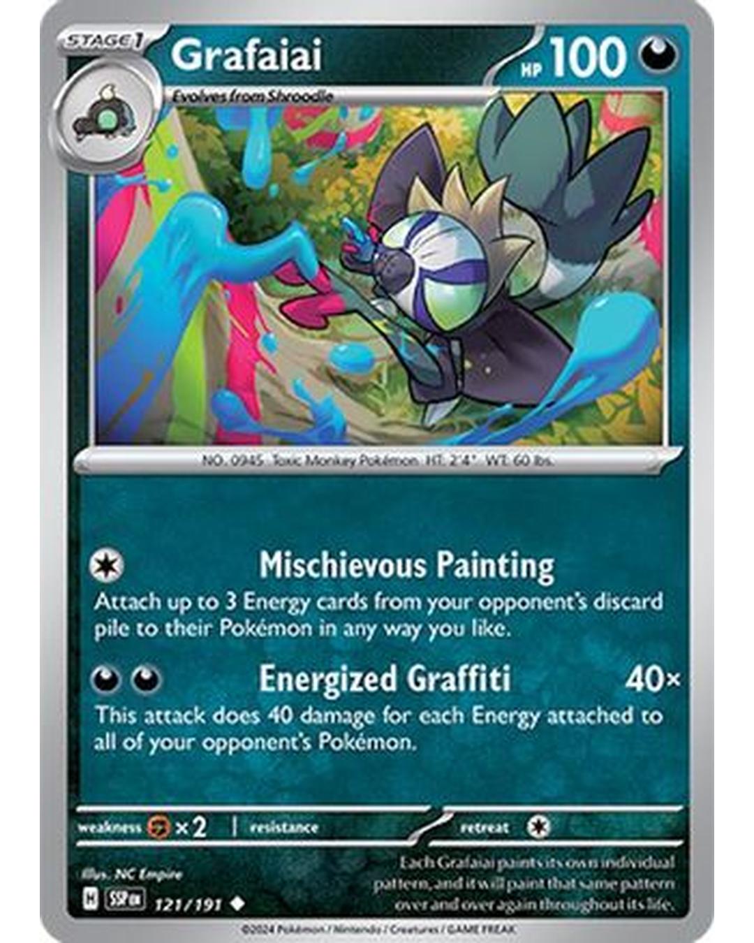 Grafaiai 121/191  - Reverse Holofoil SV08 Surging Sparks - Uncommon