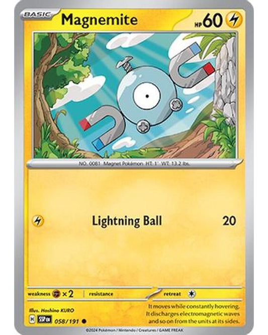 Magnemite 058/191  - Reverse Holofoil SV08 Surging Sparks - Common