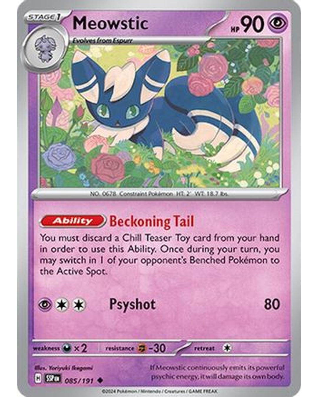 Meowstic 085/191  - Reverse Holofoil SV08 Surging Sparks - Uncommon