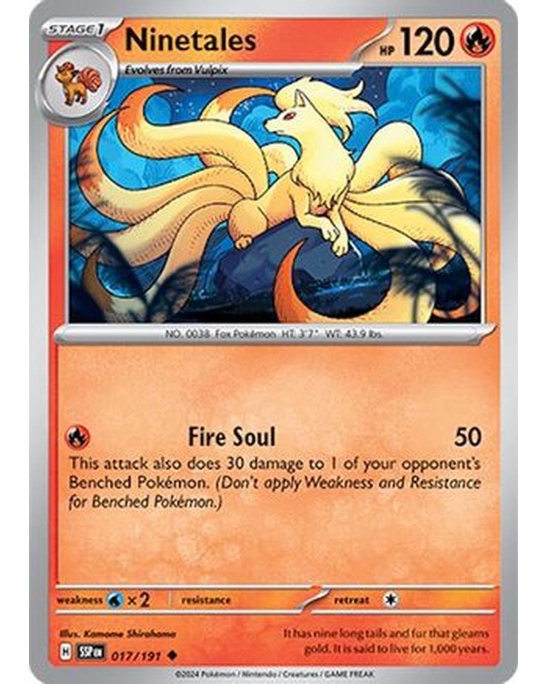 Ninetales 017/191  - Reverse Holofoil SV08 Surging Sparks - Uncommon