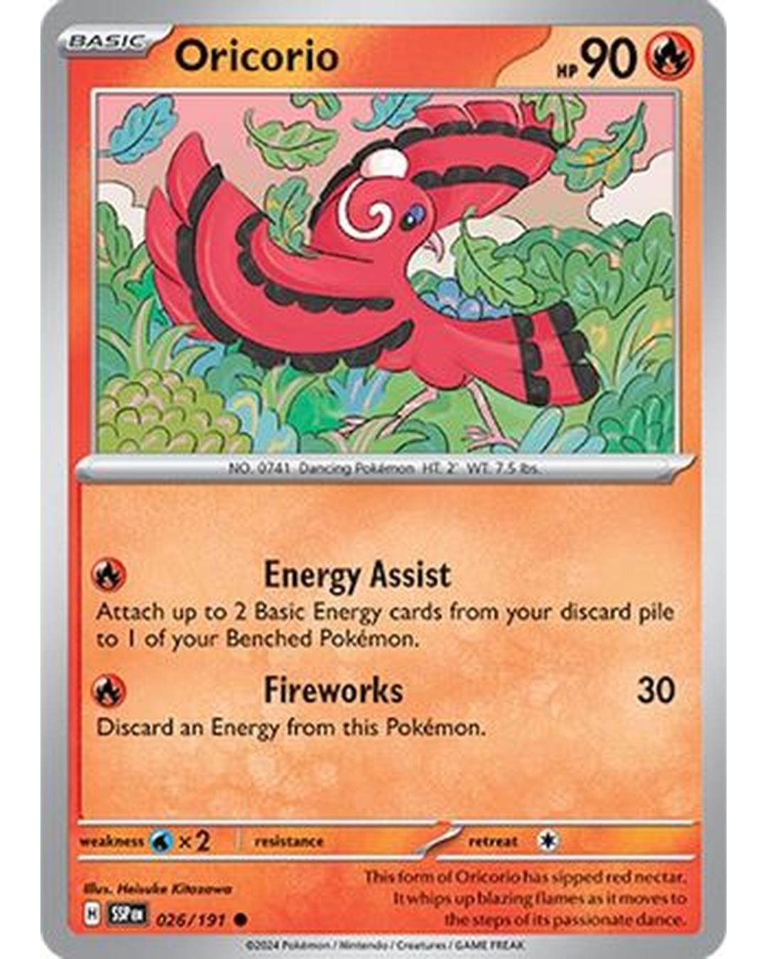Oricorio 026/191  - Reverse Holofoil SV08 Surging Sparks - Common