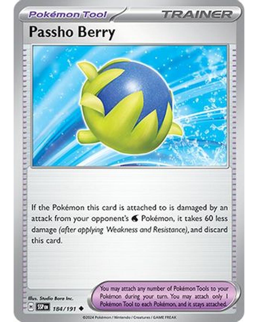 Passho Berry 184/191  - Reverse Holofoil SV08 Surging Sparks - Uncommon