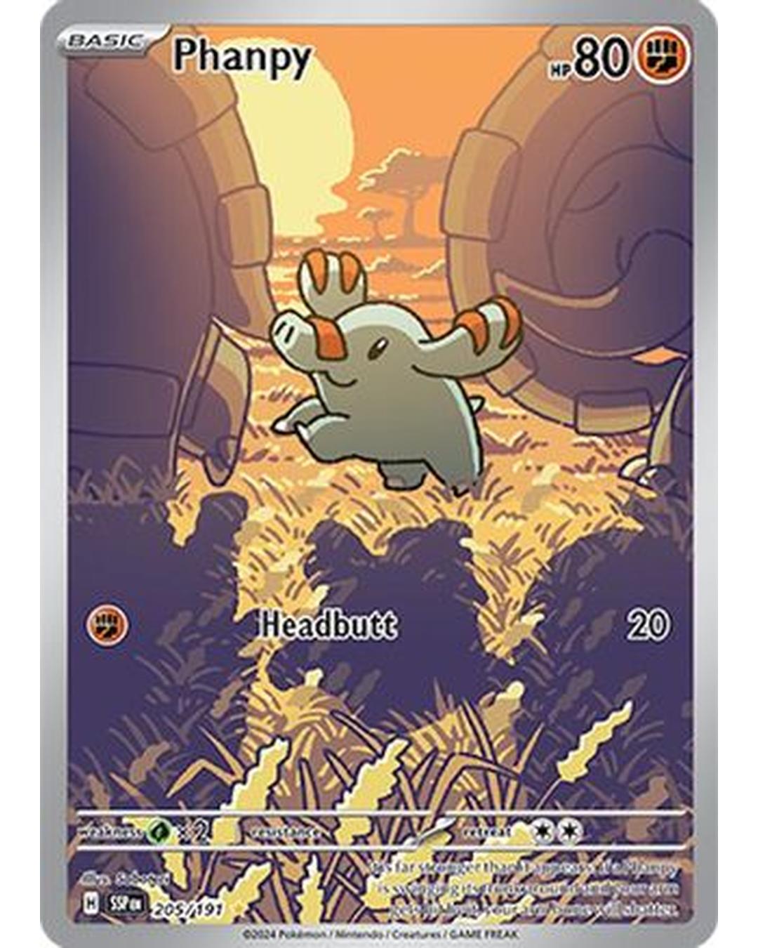 Phanpy 205/191  - Holofoil SV08 Surging Sparks - Illustration Rare