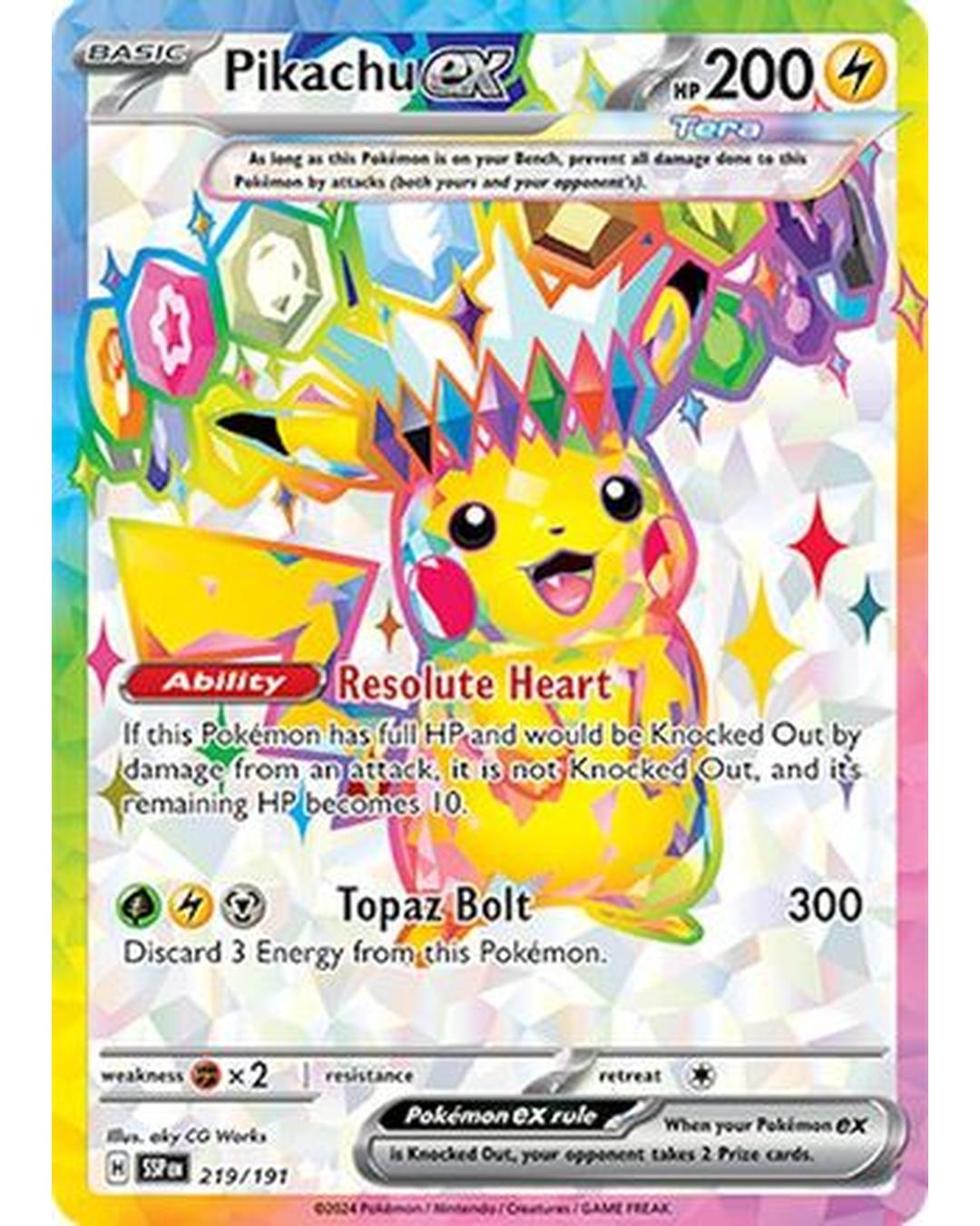 Pikachu ex 219/191  - Holofoil SV08 Surging Sparks - Ultra Rare