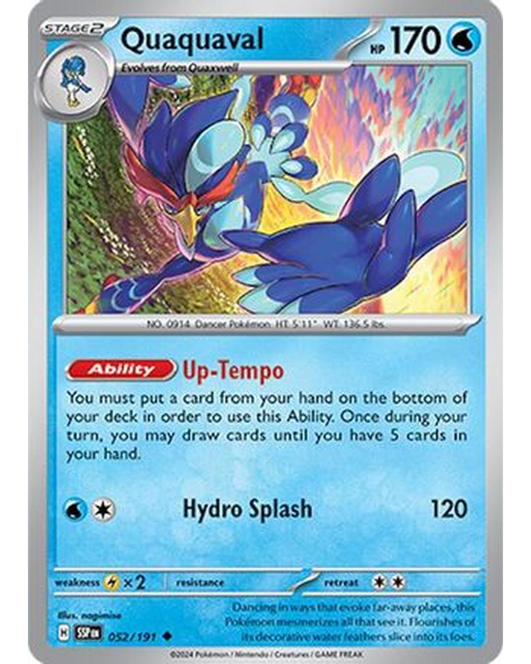 Quaquaval 052/191  - Reverse Holofoil SV08 Surging Sparks - Uncommon