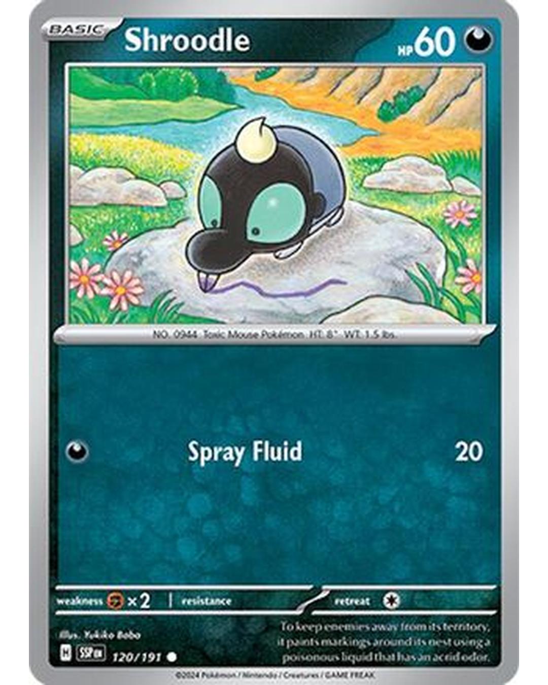 Shroodle 120/191  - Reverse Holofoil SV08 Surging Sparks - Common