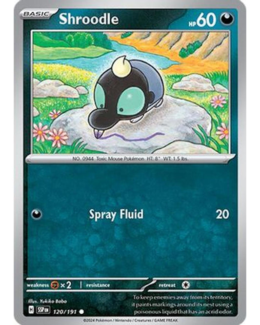 Shroodle 120/191  - Reverse Holofoil SV08 Surging Sparks - Common