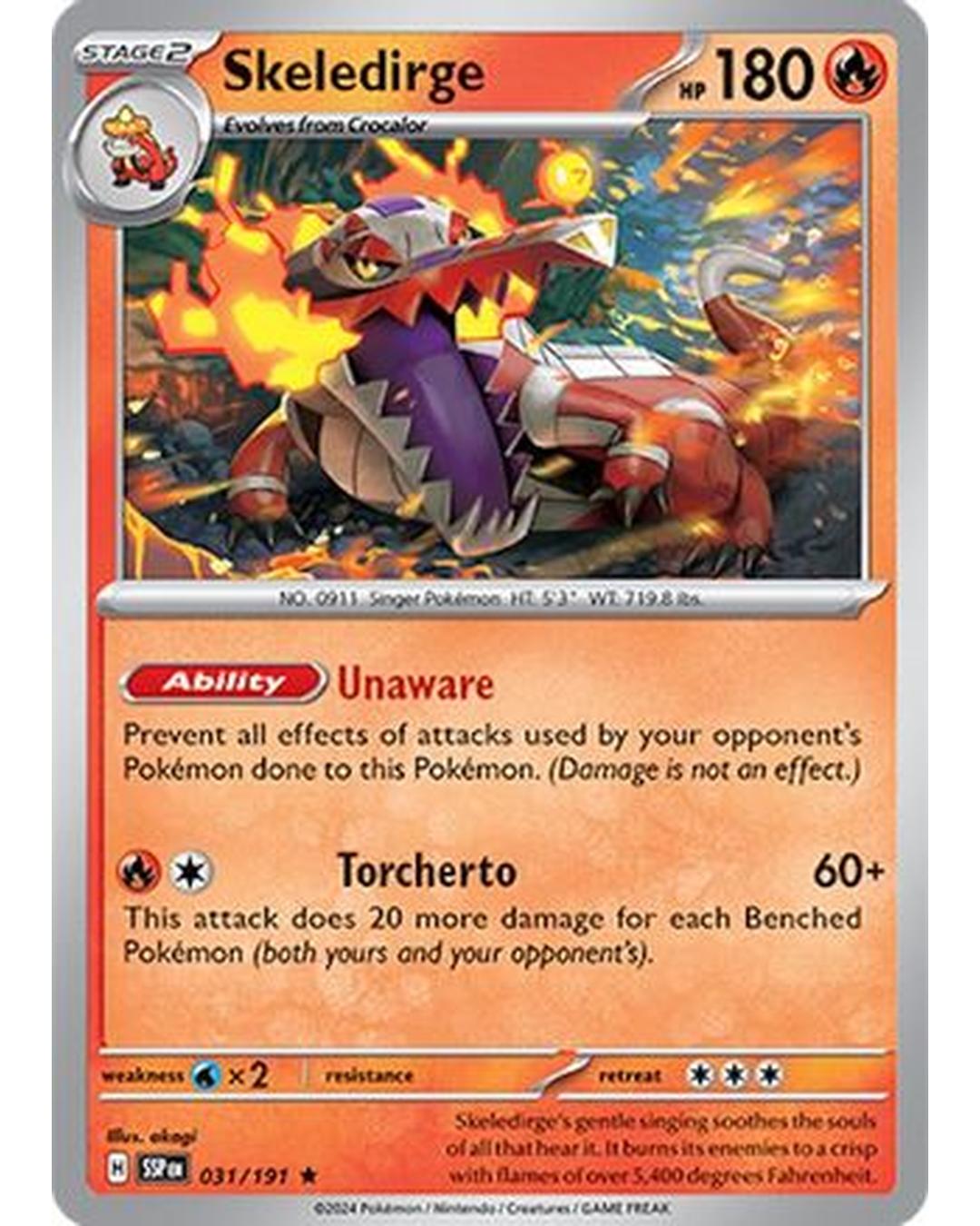 Skeledirge 031/191  - Reverse Holofoil SV08 Surging Sparks - Rare