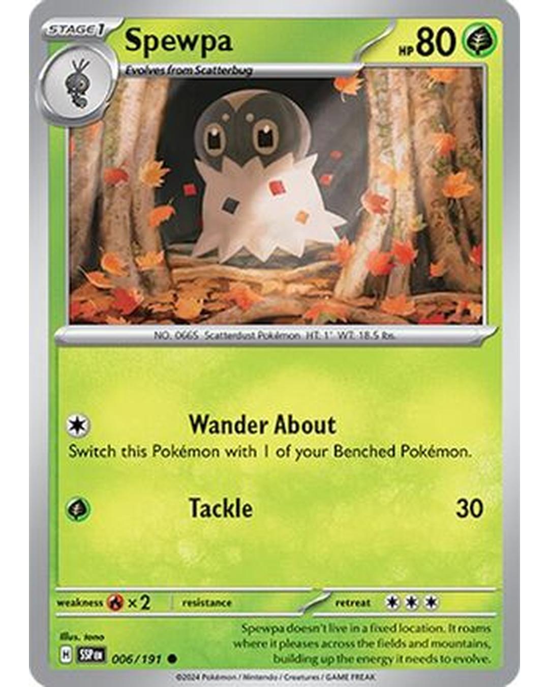 Spewpa 006/191  - Reverse Holofoil SV08 Surging Sparks - Common