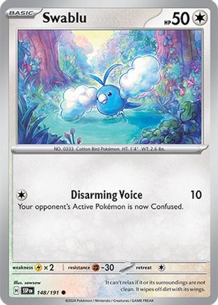 Swablu 148/191  - Reverse Holofoil SV08 Surging Sparks - Common