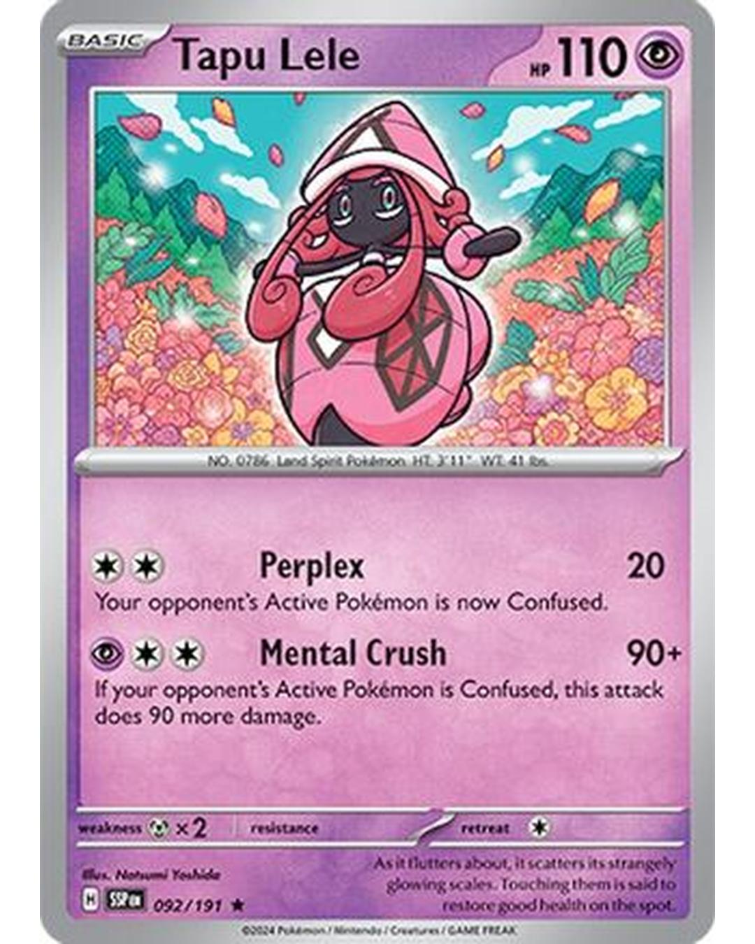 Tapu Lele 092/191  - Holofoil SV08 Surging Sparks - Rare