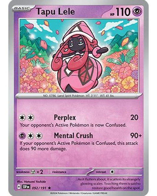 Tapu Lele 092/191  - Holofoil SV08 Surging Sparks - Rare