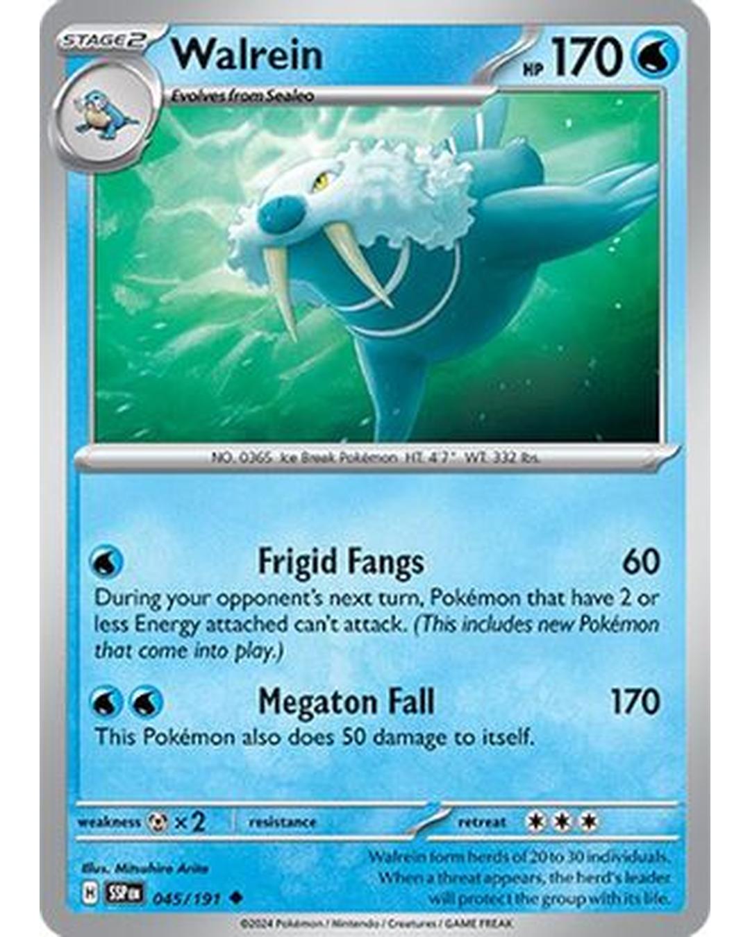 Walrein 045/191  - Reverse Holofoil SV08 Surging Sparks - Uncommon