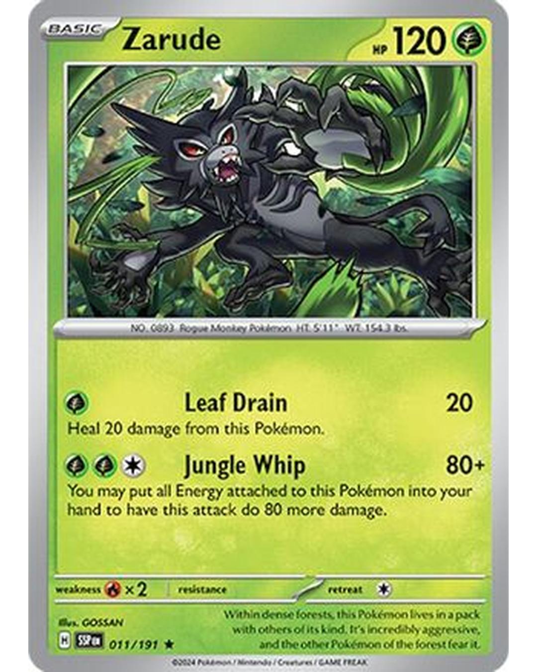 Zarude 011/191  - Holofoil SV08 Surging Sparks - Rare