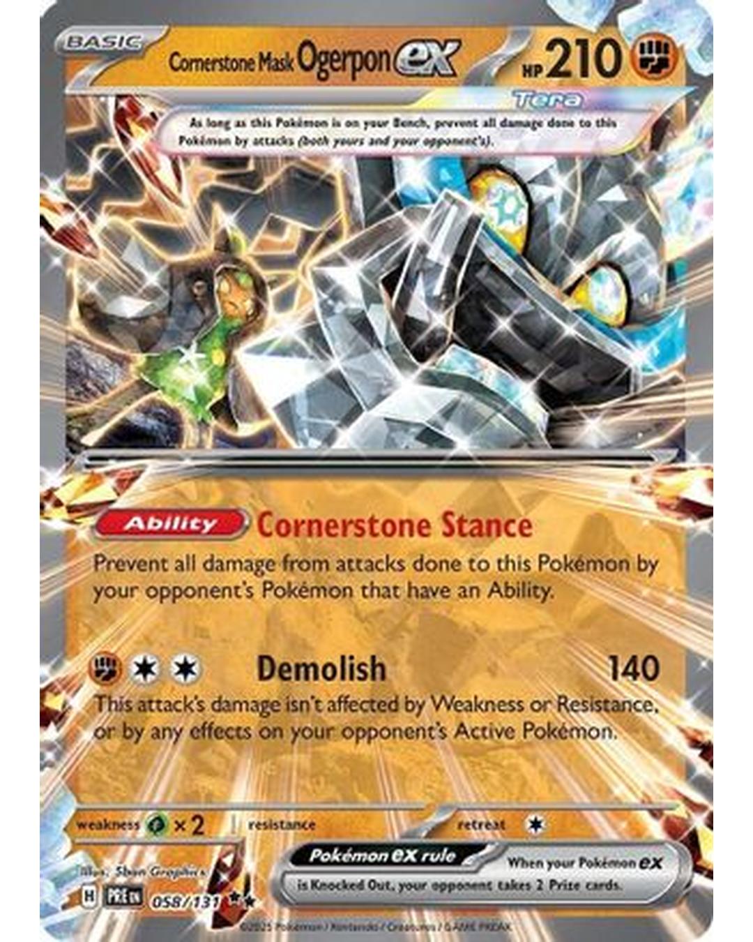 Cornerstone Mask Ogerpon ex 058/131  - Holofoil SV Prismatic Evolutions - Double Rare