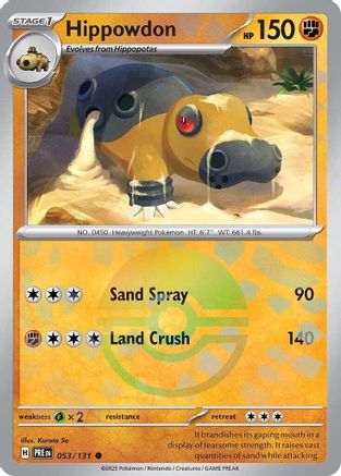 Hippowdon (Poke Ball Pattern) 053/131  - Holofoil SV Prismatic Evolutions - Common