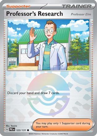 Professor's Research [Professor Elm] (Poke Ball Pattern) 123/131  - Holofoil SV Prismatic Evolutions - Common