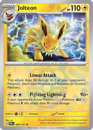 Jolteon (Master Ball Pattern) 029/131  - Holofoil SV Prismatic Evolutions - Rare