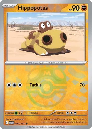 Hippopotas (Master Ball Pattern) 052/131  - Holofoil SV Prismatic Evolutions - Common