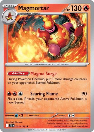 Magmortar 021/159  - Holofoil SV09 Journey Together - Rare