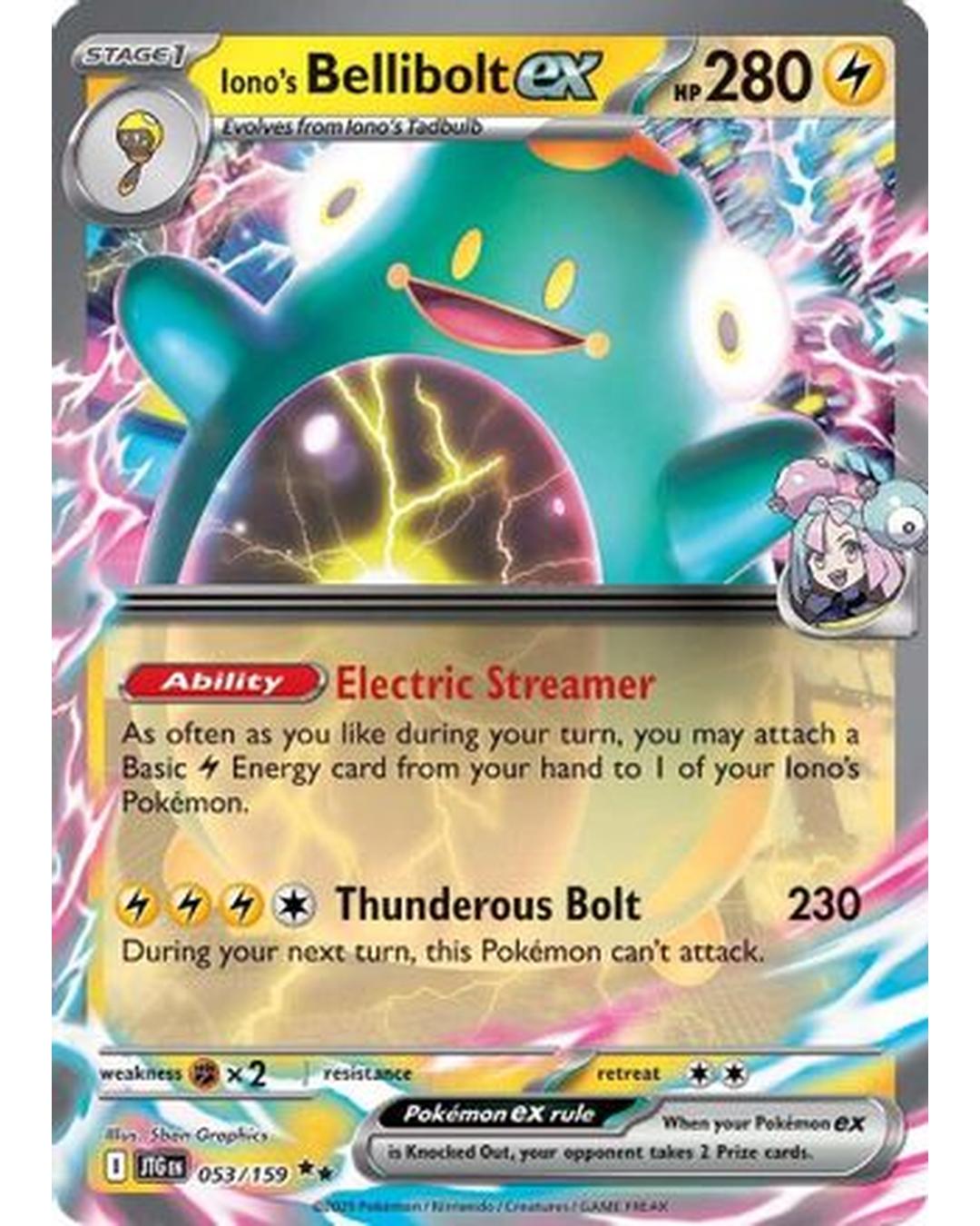 Iono's Bellibolt ex 053/159  - Holofoil SV09 Journey Together - Double Rare