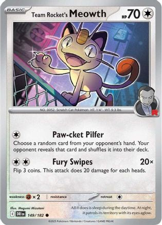 Team Rocket's Meowth 149/182  - Reverse Holofoil SV10 Destined Rivals - Common