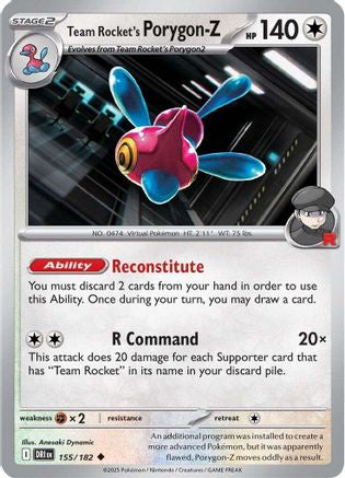 Team Rocket's Porygon-Z 155/182  - Reverse Holofoil SV10 Destined Rivals - Uncommon